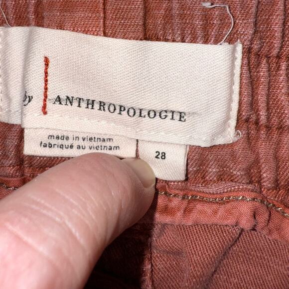 Anthropologie Angela Cropped Utility Cargo Pants Washed Brick Red Size 28 - Picture 7 of 10